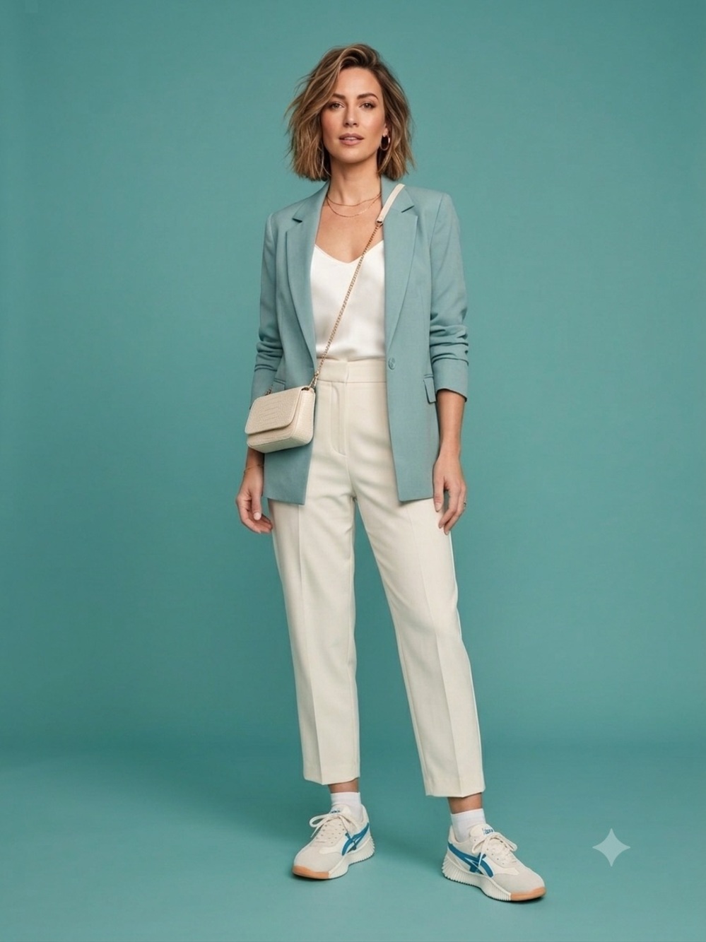 De Florance White & Turquoise Sneakers – US 6.5